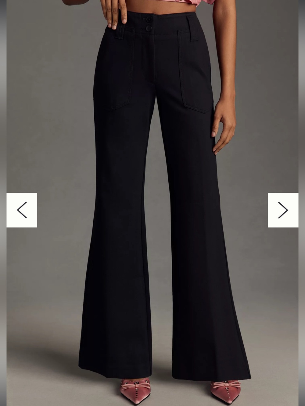 Anthropologie Maeve The Naomi Ponte Wide leg‎ Flare Black Pants Size 6